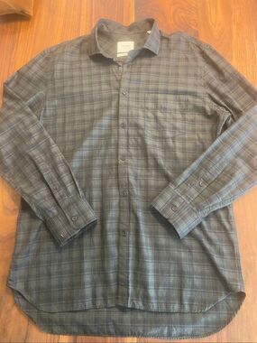 Billy Reid Men’s Dark Green Plaid Long-Sleeve Standard Button-Down Shirt Large